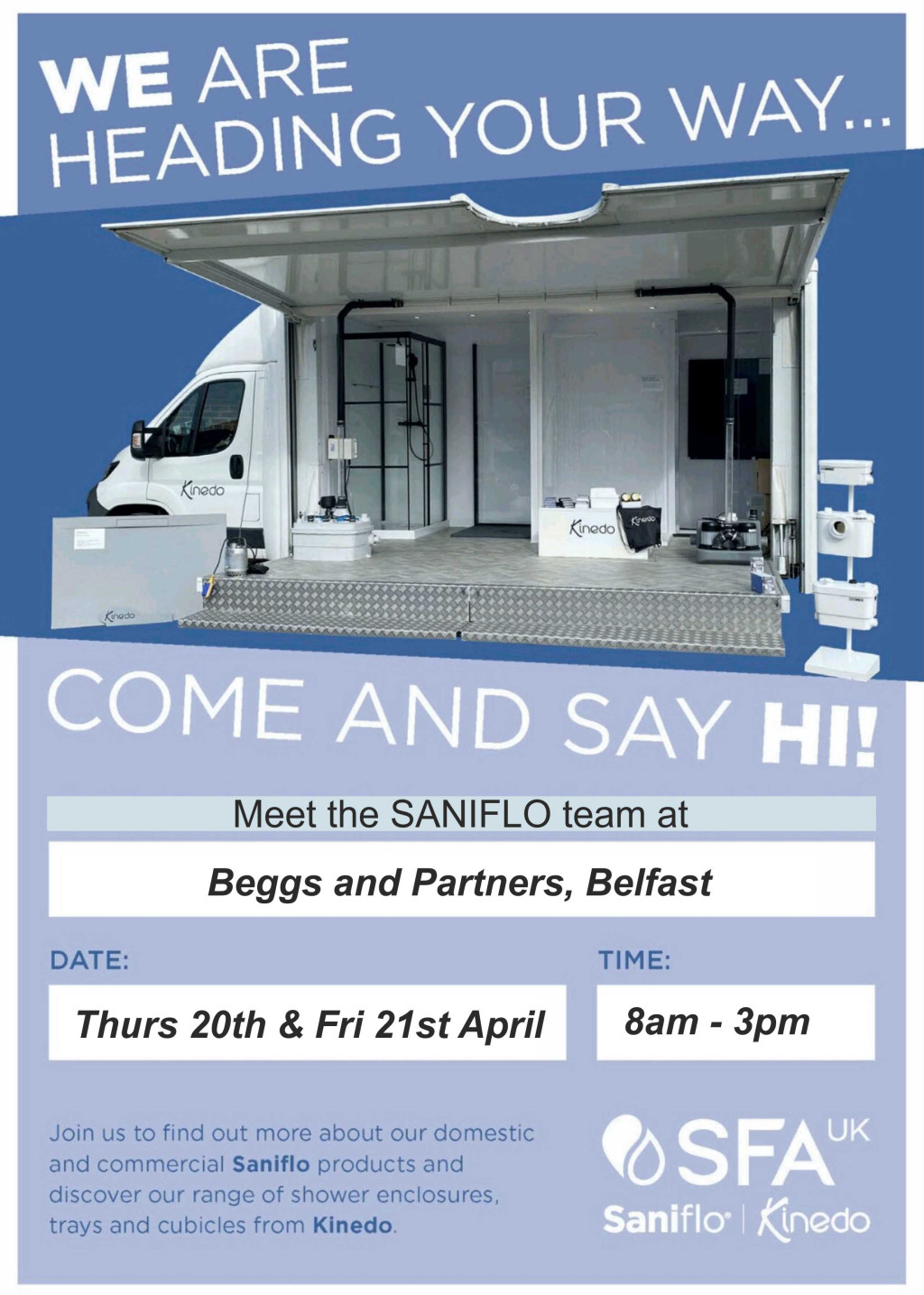 Saniflo Truck Road show at Beggs and Partners - Thurs 2oth & Fri 21st April